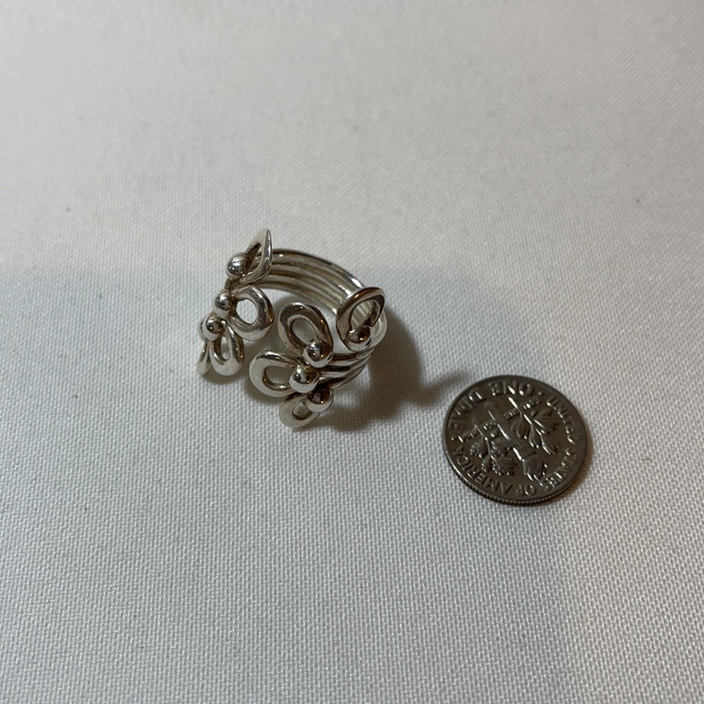 Sterling Silver Beaded Flower Ring - image 4